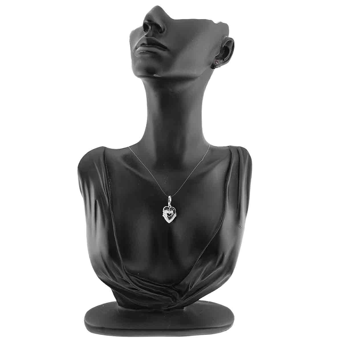 Heart Diamond Pendant Top Charm 18K White Gold 750