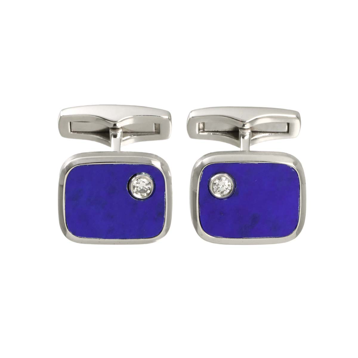 Lapis Lazuli Diamond Cuff Links 18K WG White Gold 750