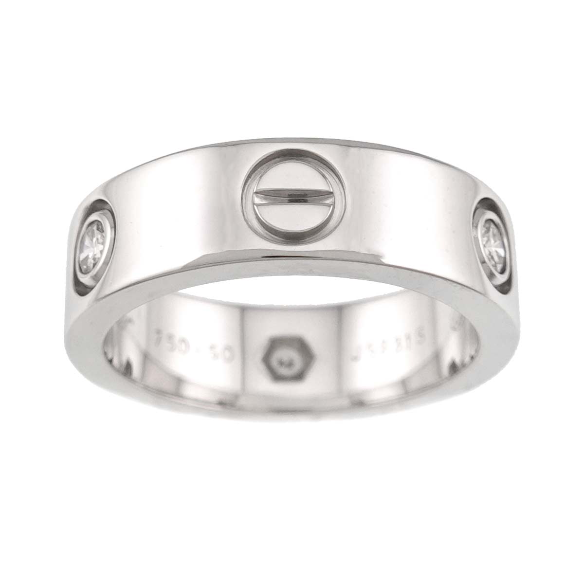 Love Half Diamond Ring 18K White Gold 750 size50 5-5.25(US)