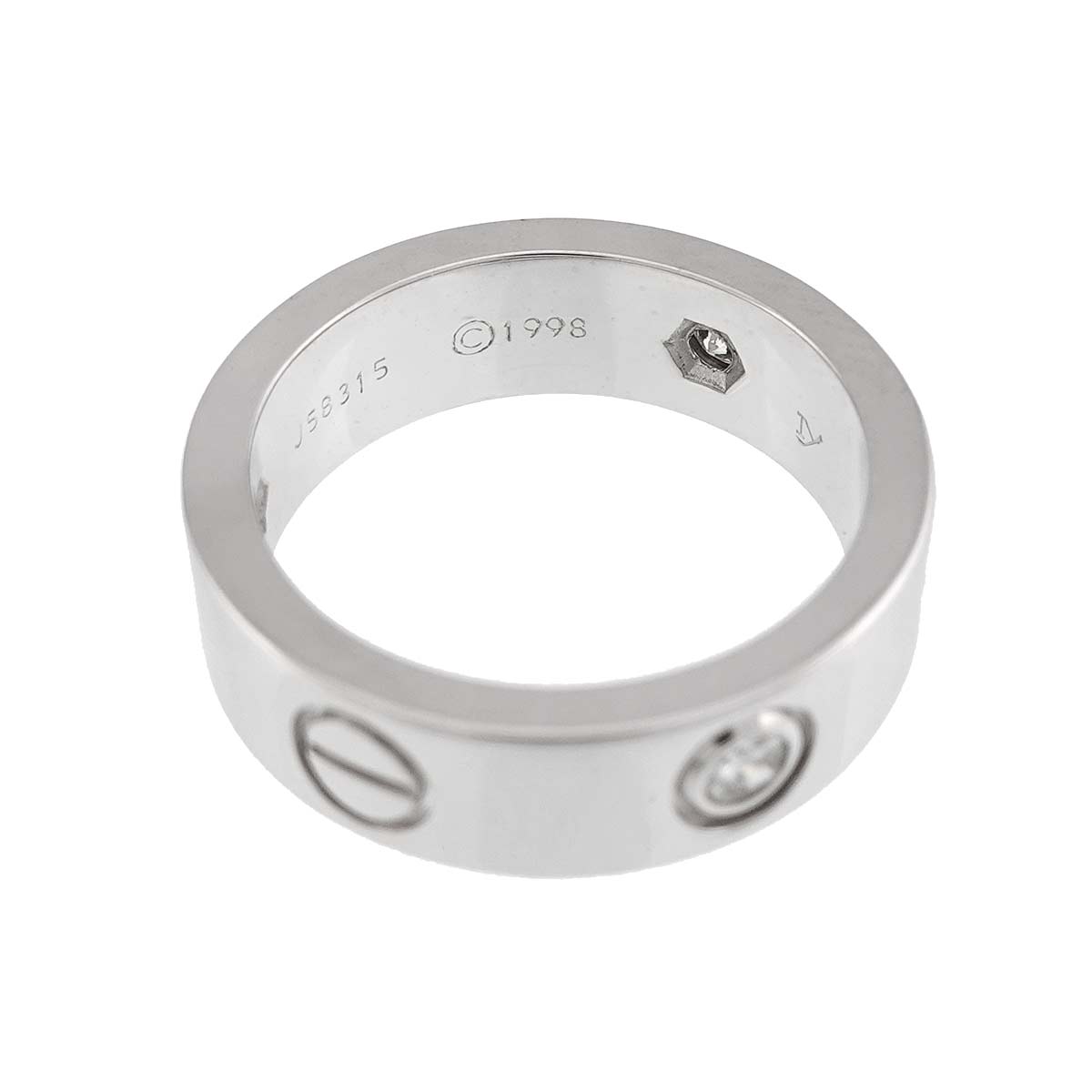 Love Half Diamond Ring 18K White Gold 750 size50 5-5.25(US)