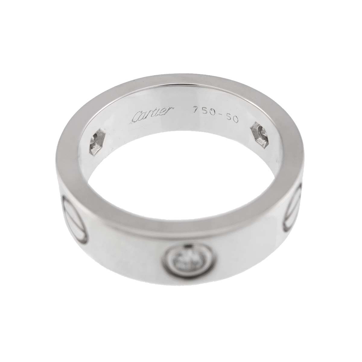 Love Half Diamond Ring 18K White Gold 750 size50 5-5.25(US)