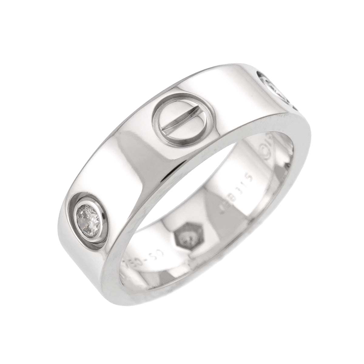 Love Half Diamond Ring 18K White Gold 750 size50 5-5.25(US)