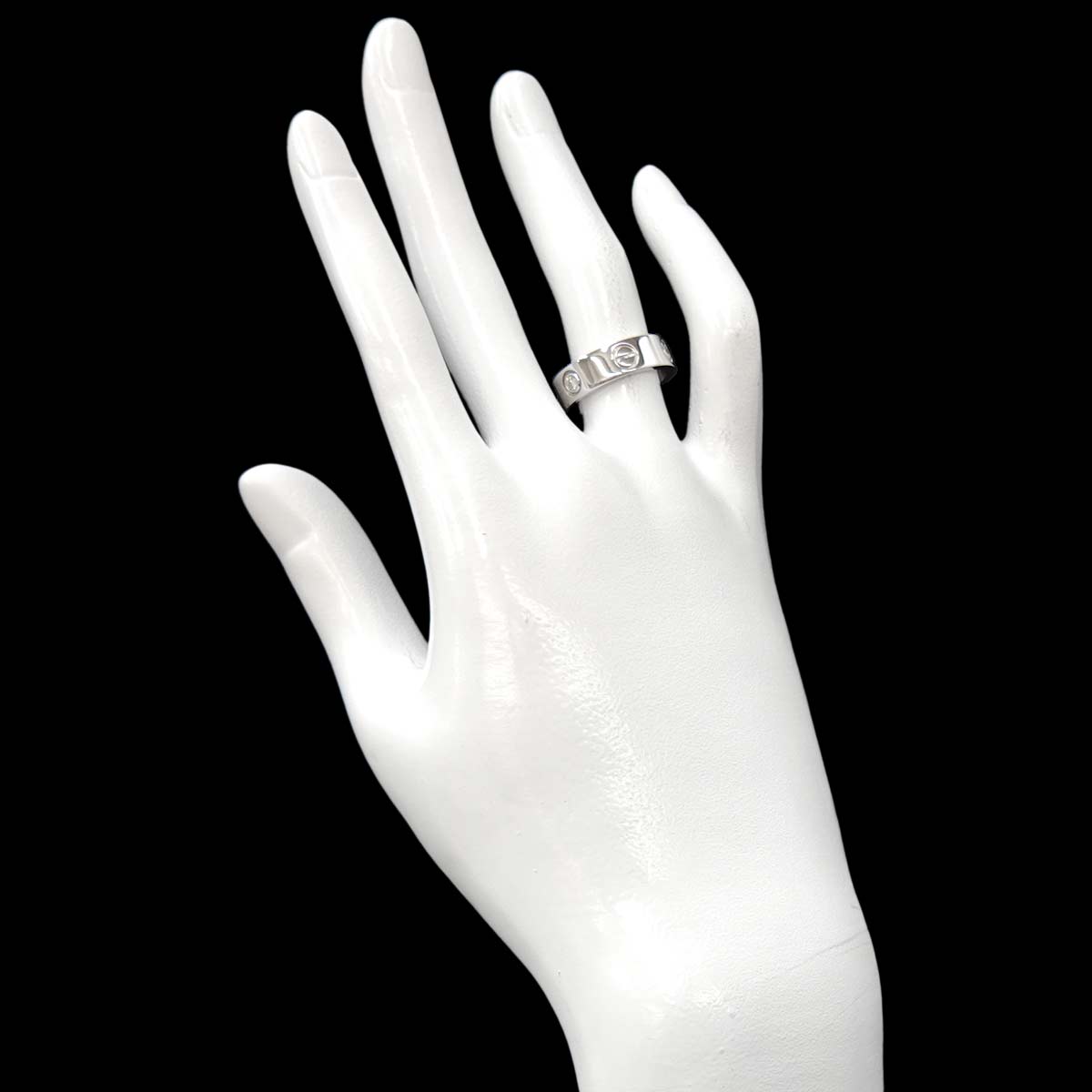 Love Half Diamond Ring 18K White Gold 750 size50 5-5.25(US)
