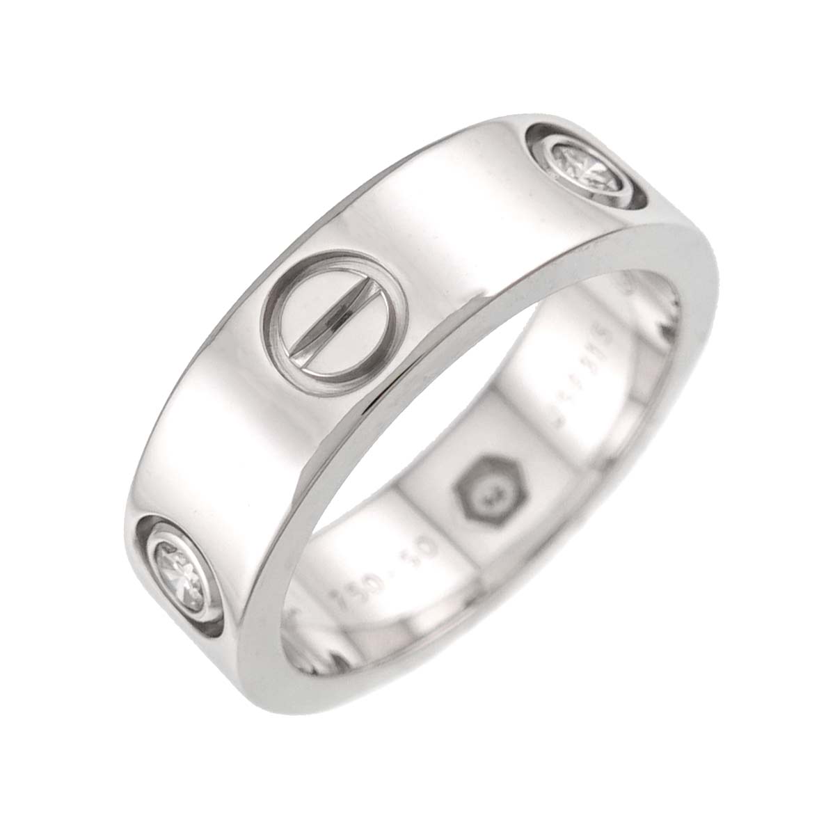 Love Half Diamond Ring 18K White Gold 750 size50 5-5.25(US)