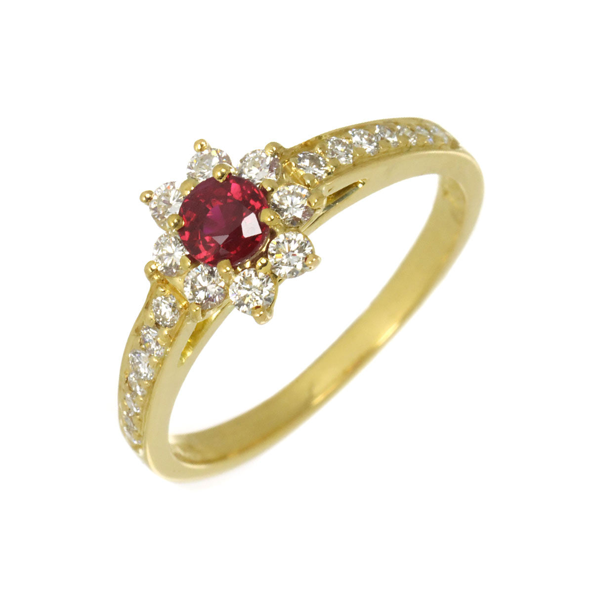 Ruby Diamond Ring 18K YG 750 size6(US)