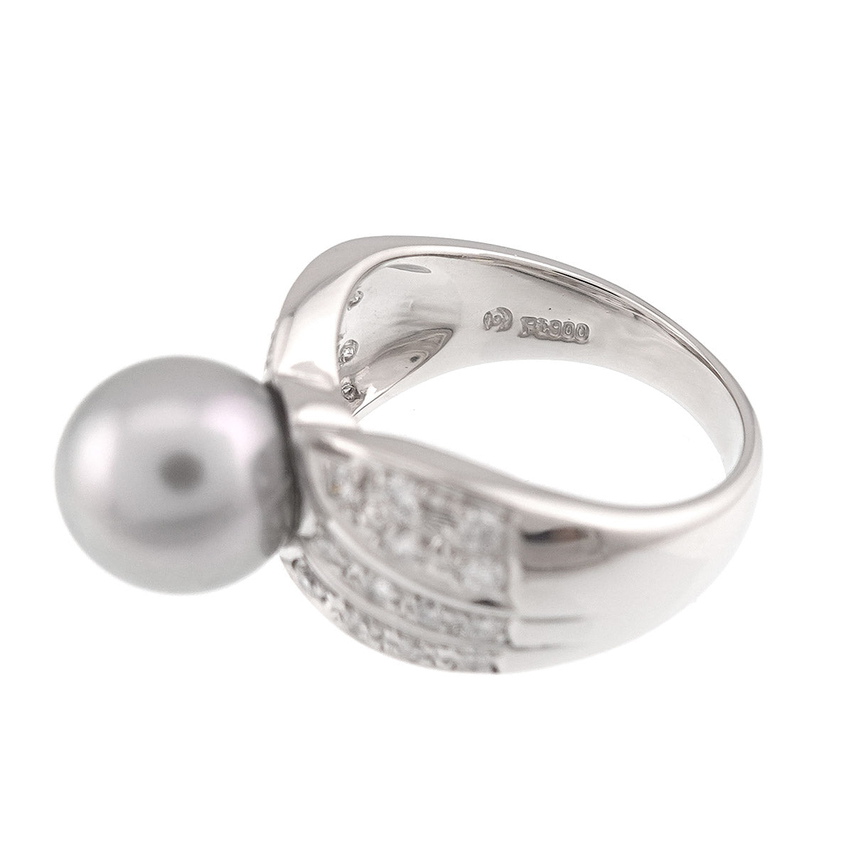Black Pearl 9.2mm Diamond 0.40ct Ring Platinum size6(US)