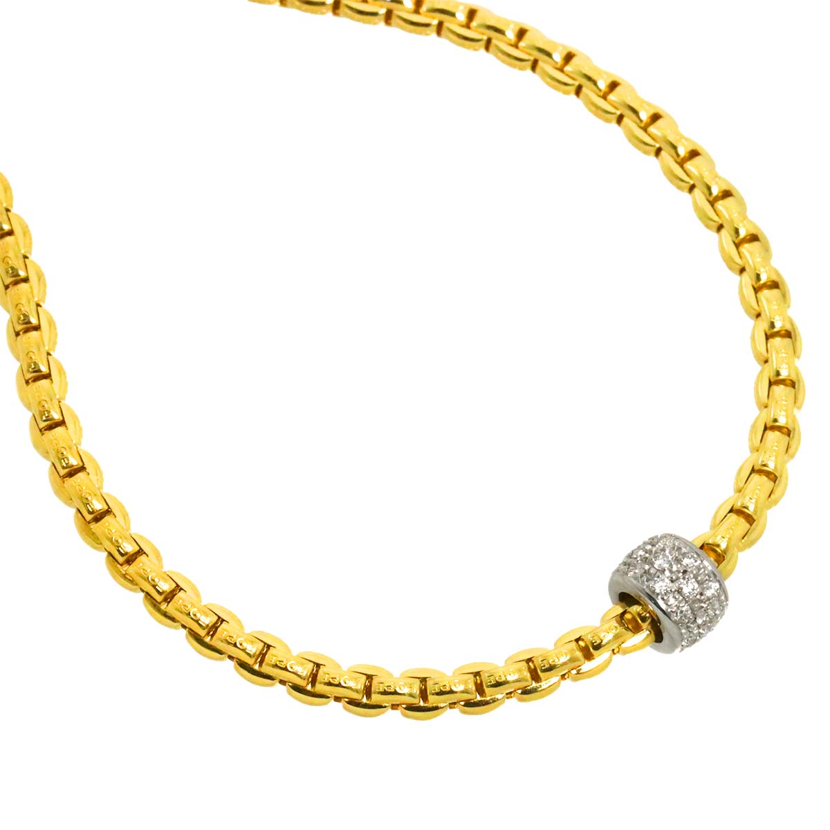 Diamond 0.19ct Long Necklace 18K Yellow White Gold 750