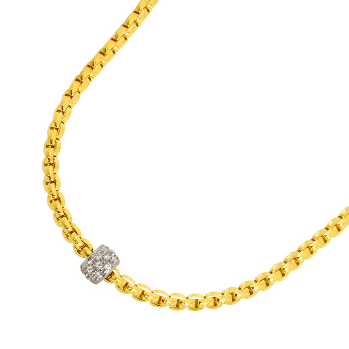 Diamond 0.19ct Long Necklace 18K Yellow White Gold 750