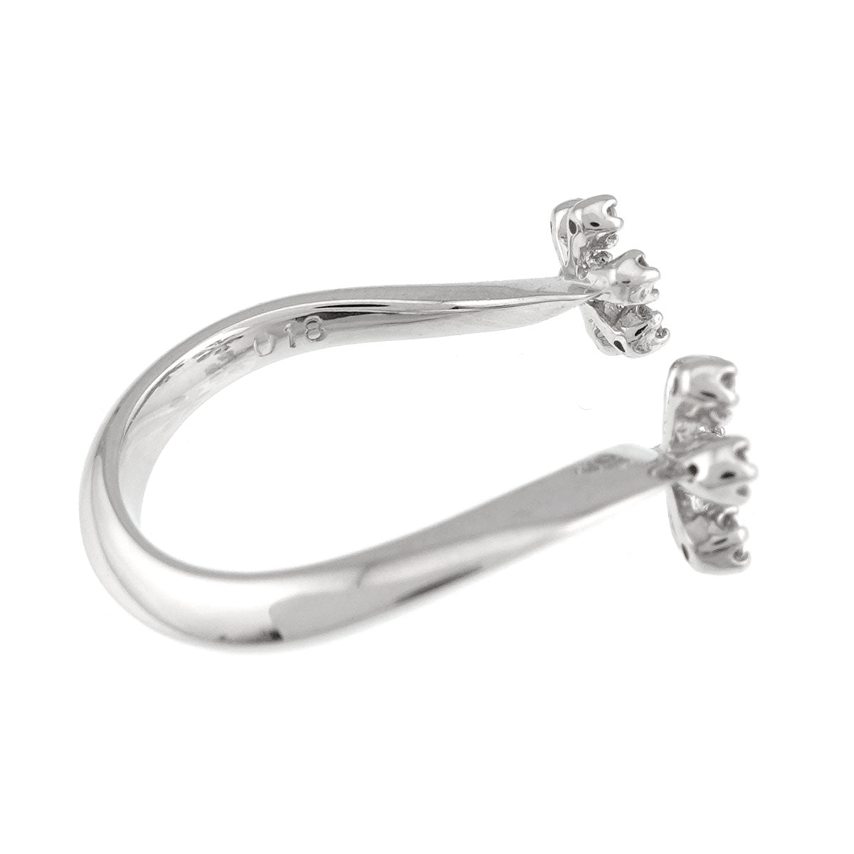 Diamond 0.18ct Ring 18K White Gold 750 Size4(US)