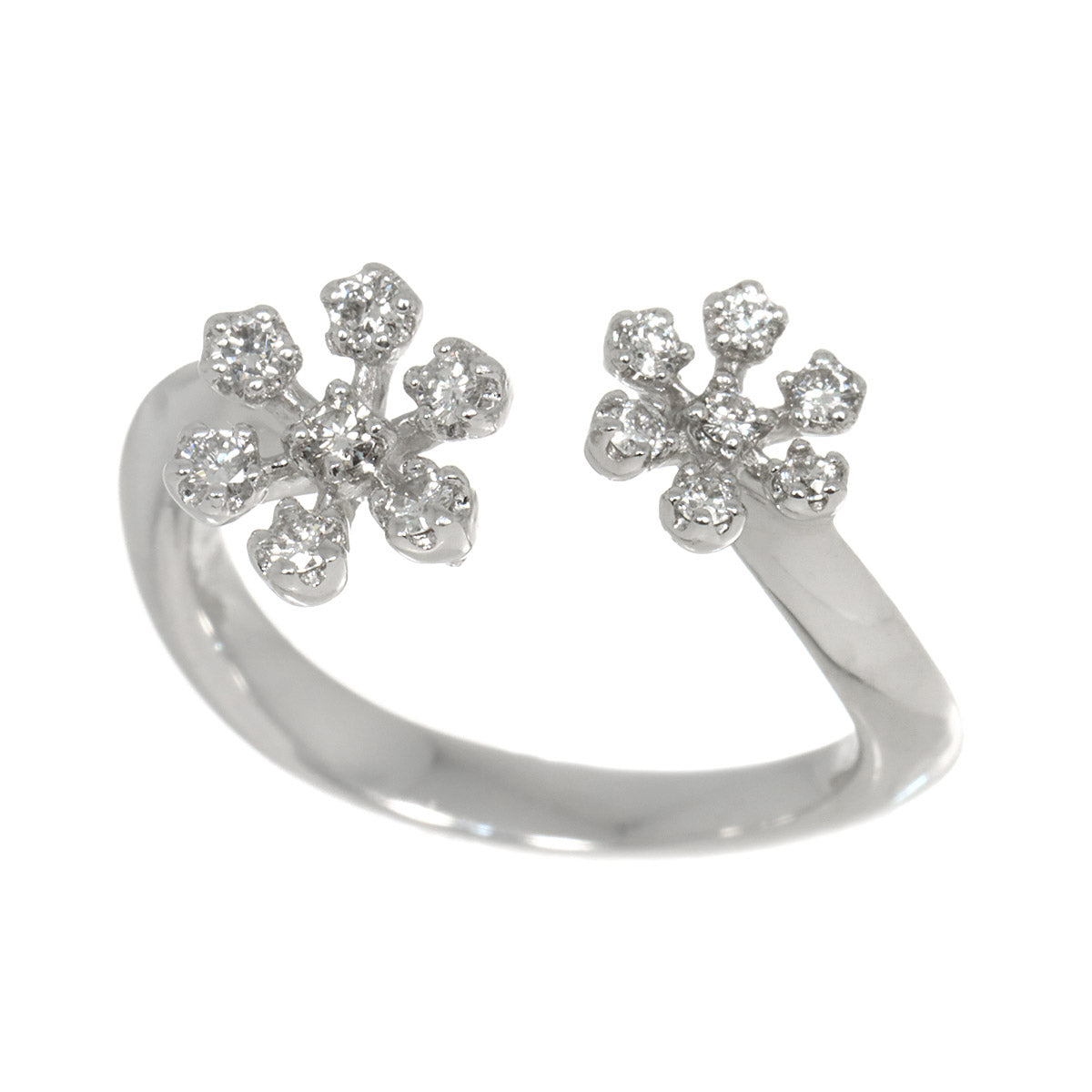 Diamond 0.18ct Ring 18K White Gold 750 Size4(US)