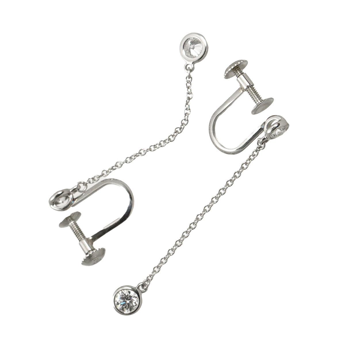 By The Yard Diamond Earrings Clip on Platinum