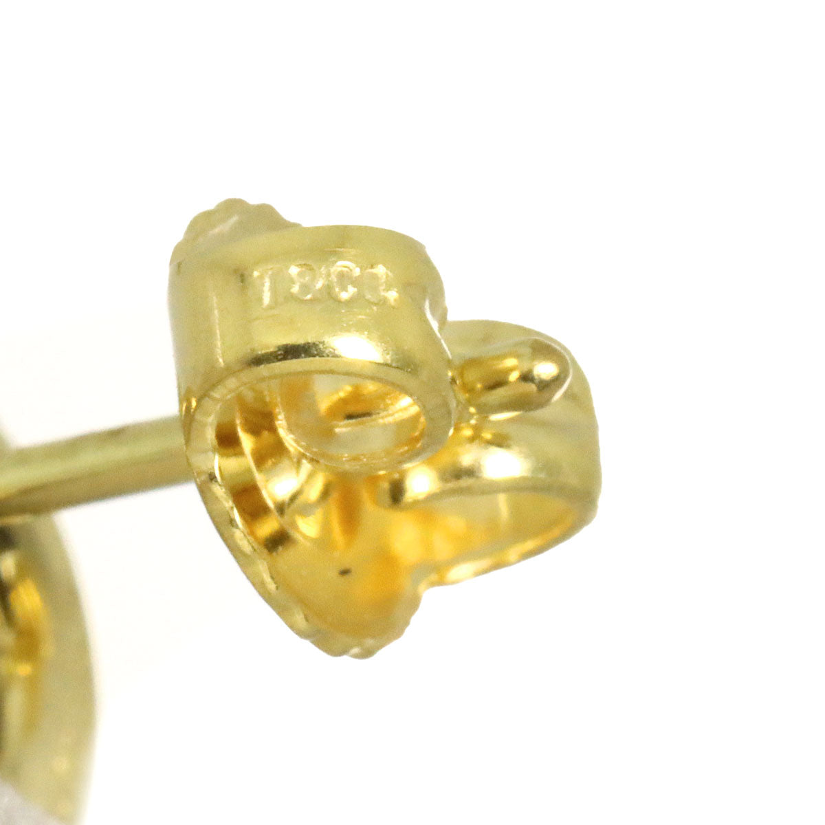 Open Heart Earrings Pierced 18K Yellow Gold 750