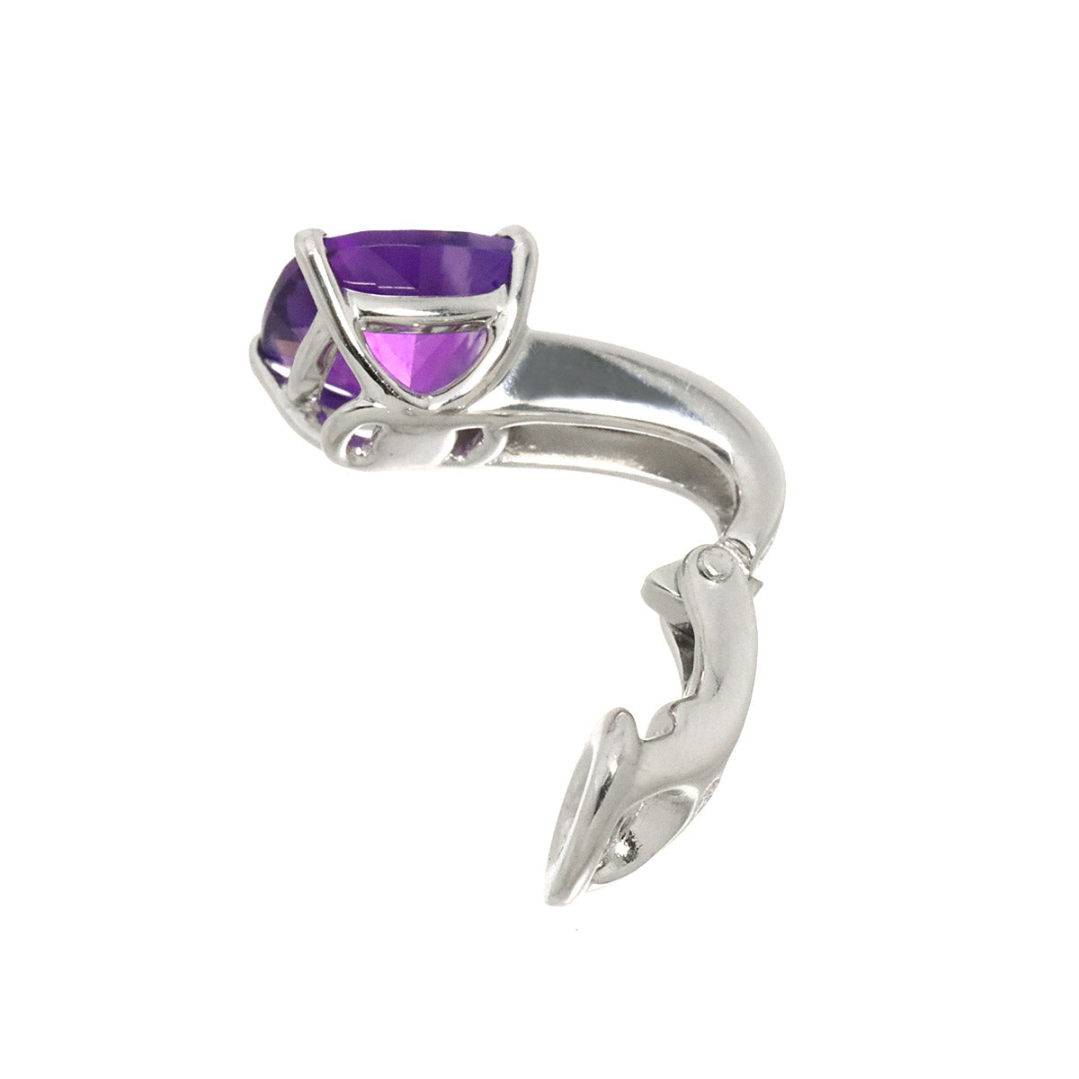 Amethyst Diamond 0.01ct Earring 18K WG 750 One Piece only