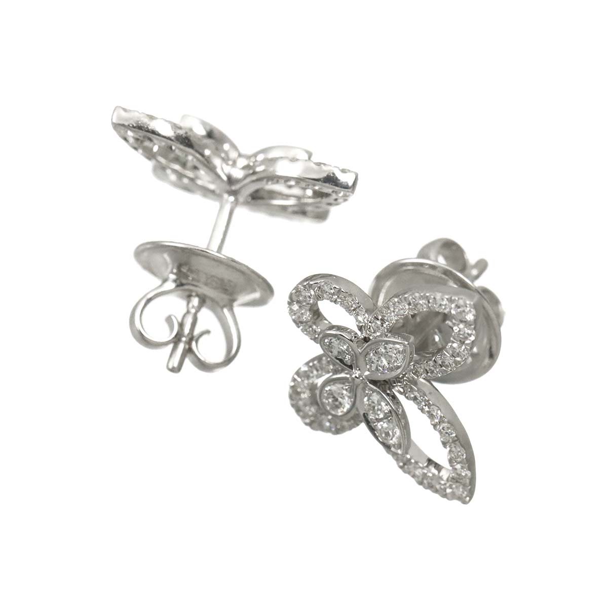 Butterfly Mini Diamond Earrings Pierced 18K WG 750