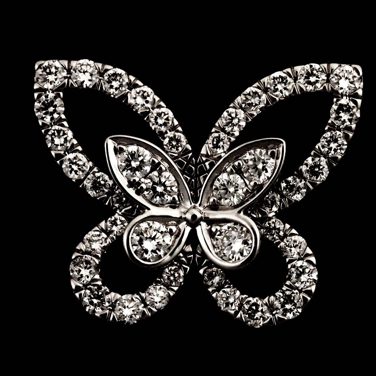Butterfly Mini Diamond Earrings Pierced 18K WG 750