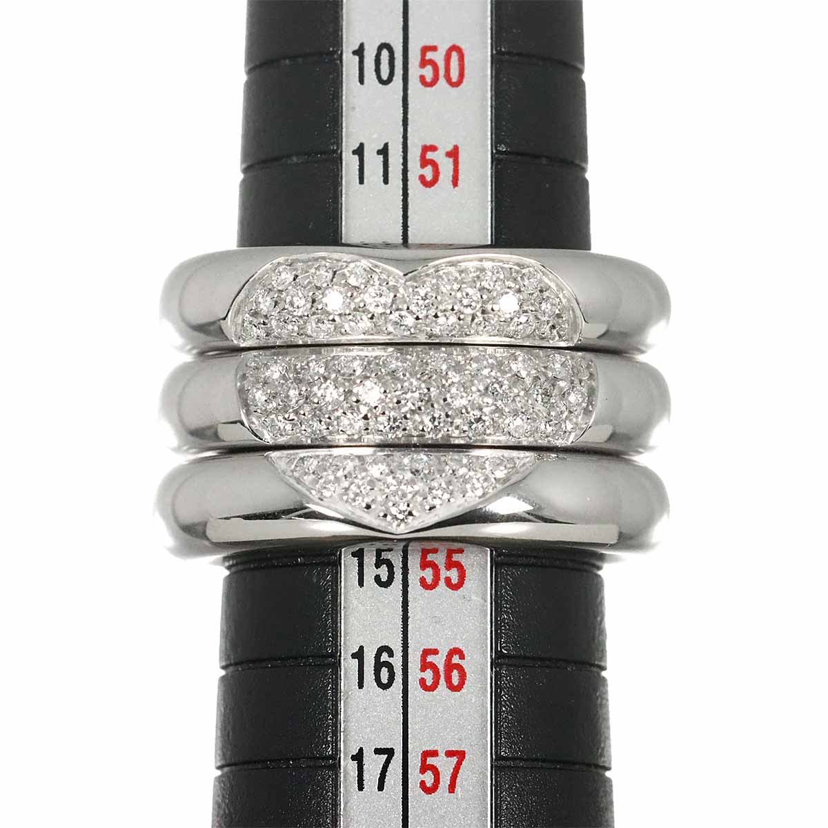 Heart Diamond Ring 18K White Gold 750 size6.75-7.25(US)