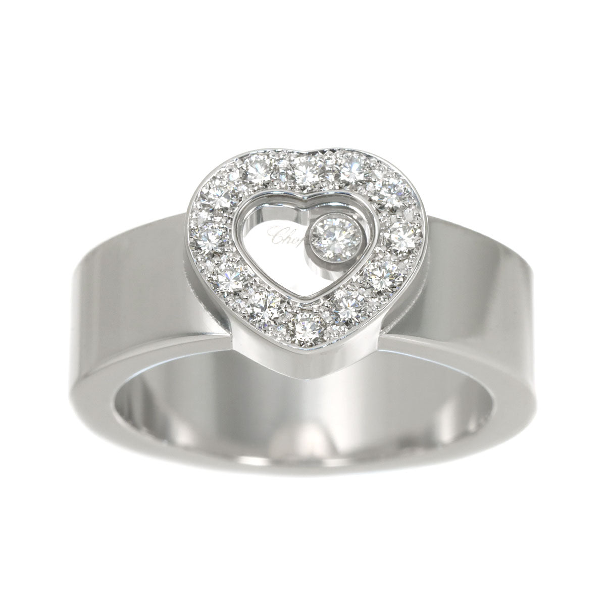 Happy Diamond Heart Ring 18K White Gold 750 Size5.5-5.75(US)