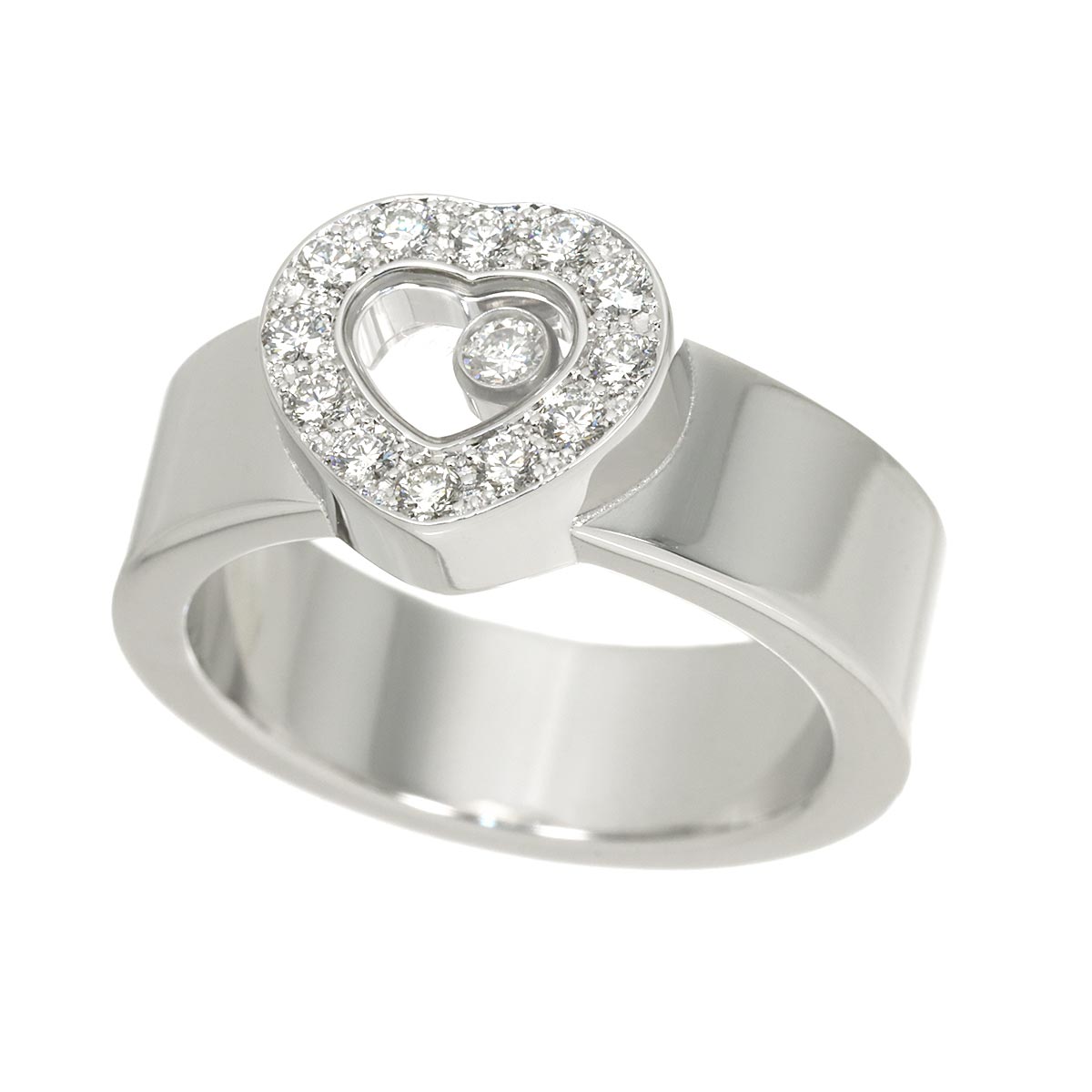 Happy Diamond Heart Ring 18K White Gold 750 Size5.5-5.75(US)