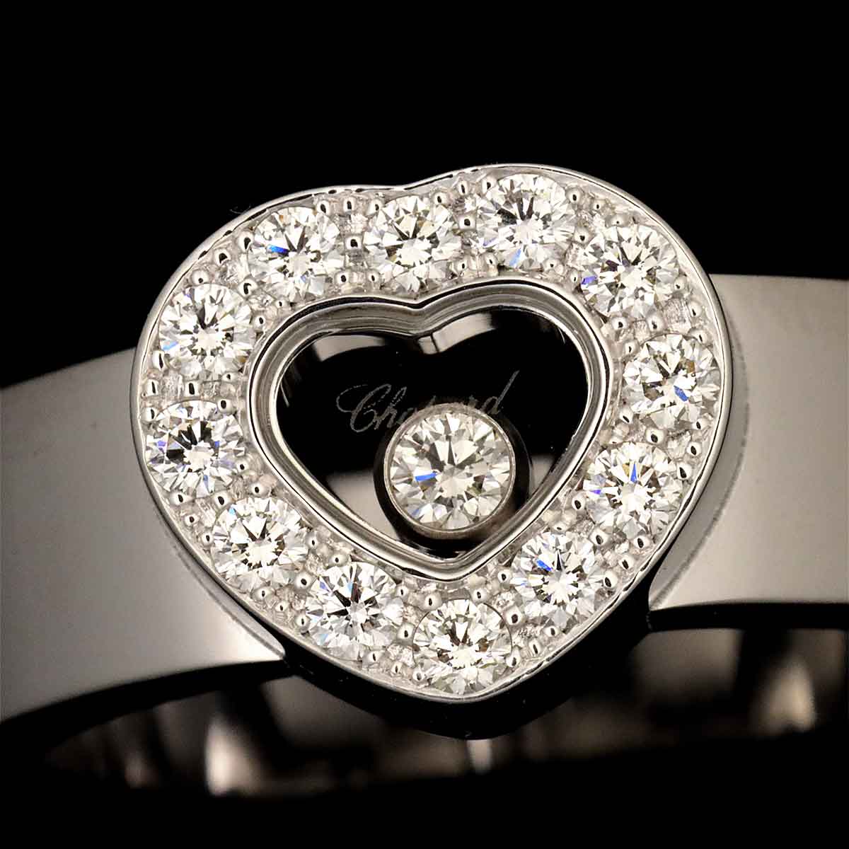 Happy Diamond Heart Ring 18K White Gold 750 Size5.5-5.75(US)