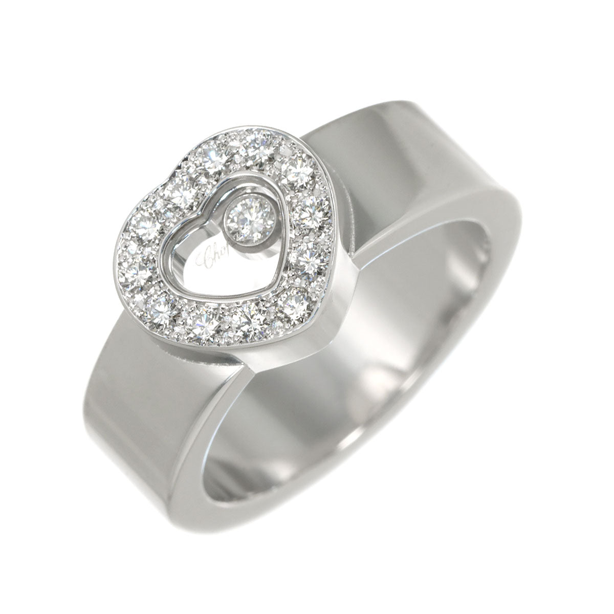 Happy Diamond Heart Ring 18K White Gold 750 Size5.5-5.75(US)