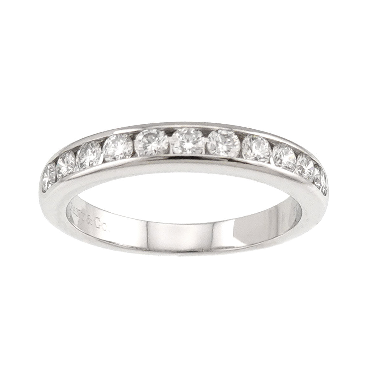 Half Diamond band Ring Platinum Size4.5-4.75(US)