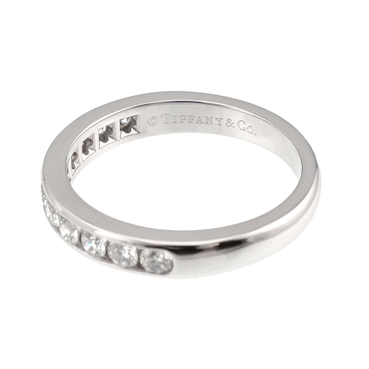 Half Diamond band Ring Platinum Size4.5-4.75(US)
