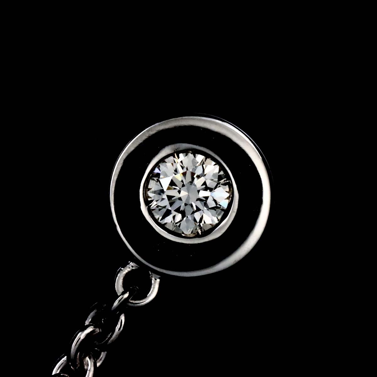 Double Logo Diamond Earrings Pierced 18K White Gold 750