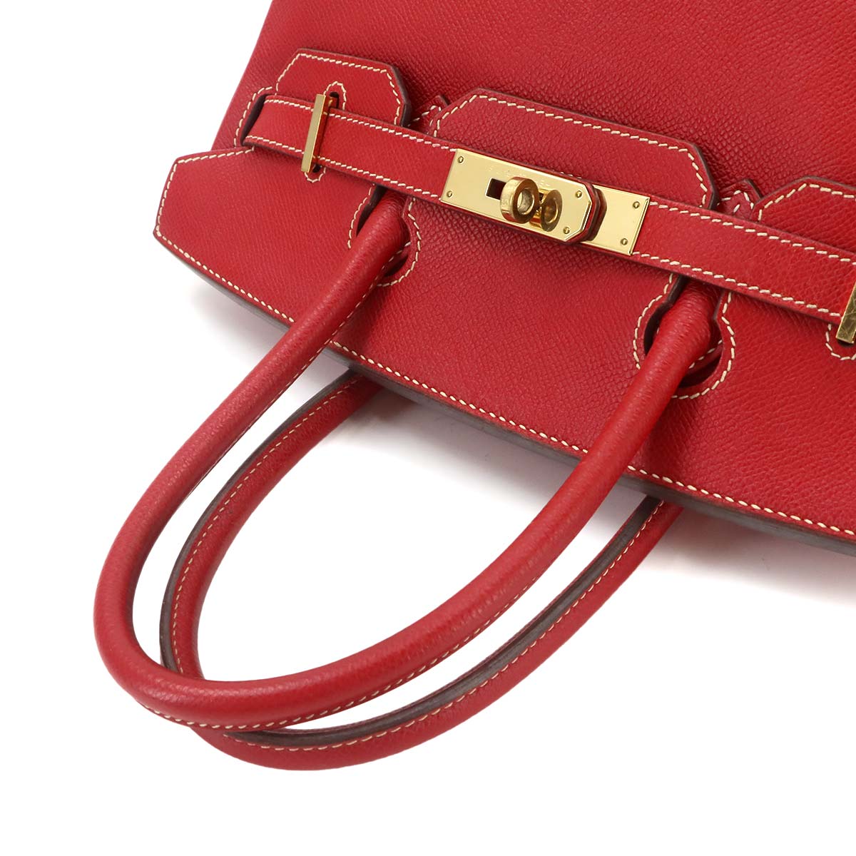 Candy Birkin 30 Hand Bag Veau Epsom Rouge Casaque Bleu Thalassa
