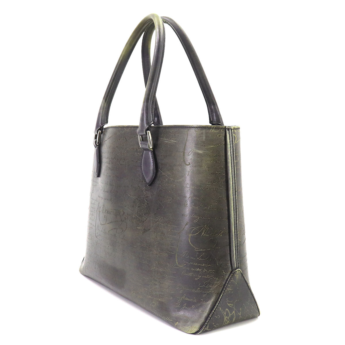 Calligraphy Toujours Tote Bag Venezia Leather Grey Purse