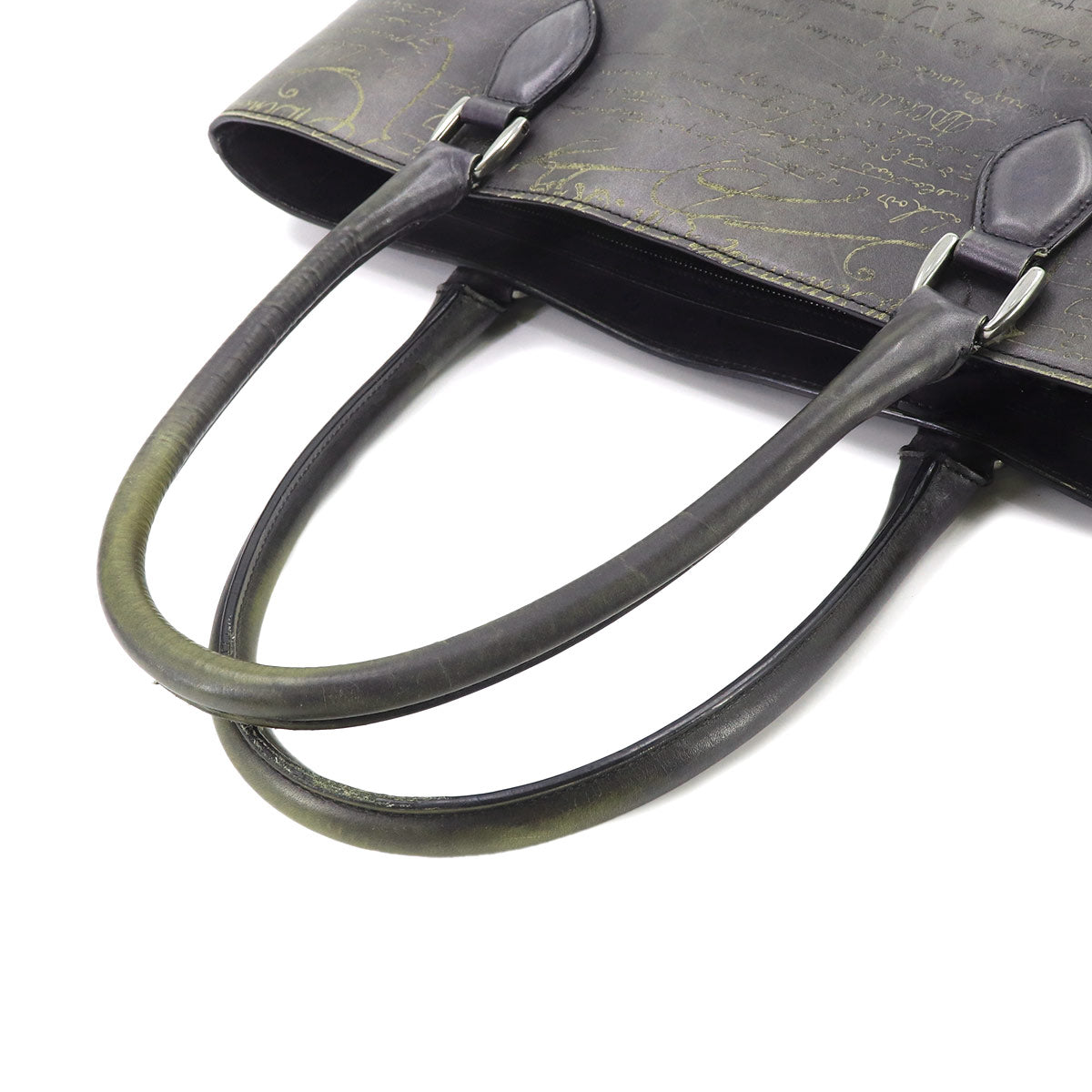 Calligraphy Toujours Tote Bag Venezia Leather Grey Purse