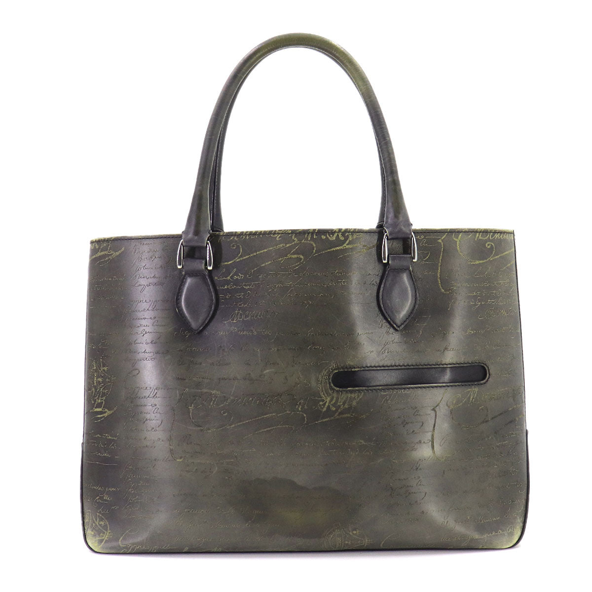 Calligraphy Toujours Tote Bag Venezia Leather Grey Purse