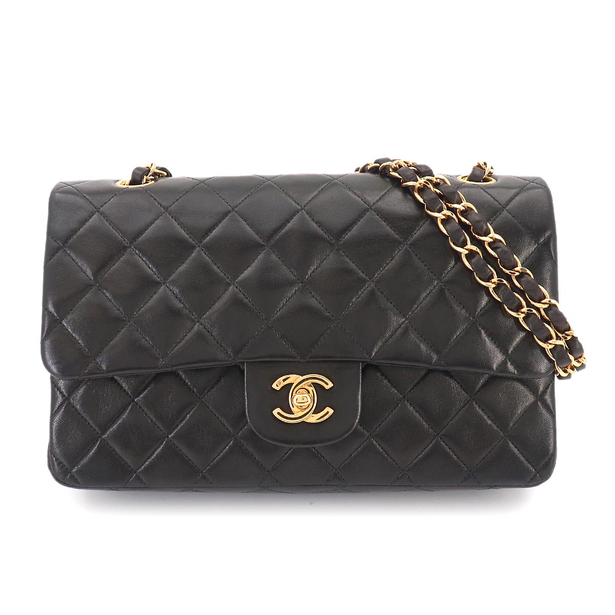 Matelasse 25 Chain Shoulder Bag Leather Black A01112 Vintage