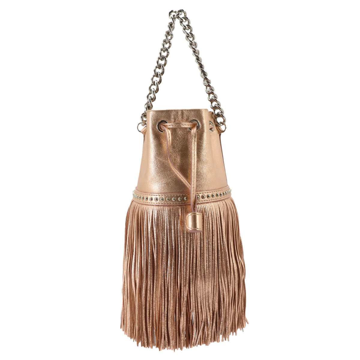Carnival Fringe Drawstring Shoulder Bag Metalic pink