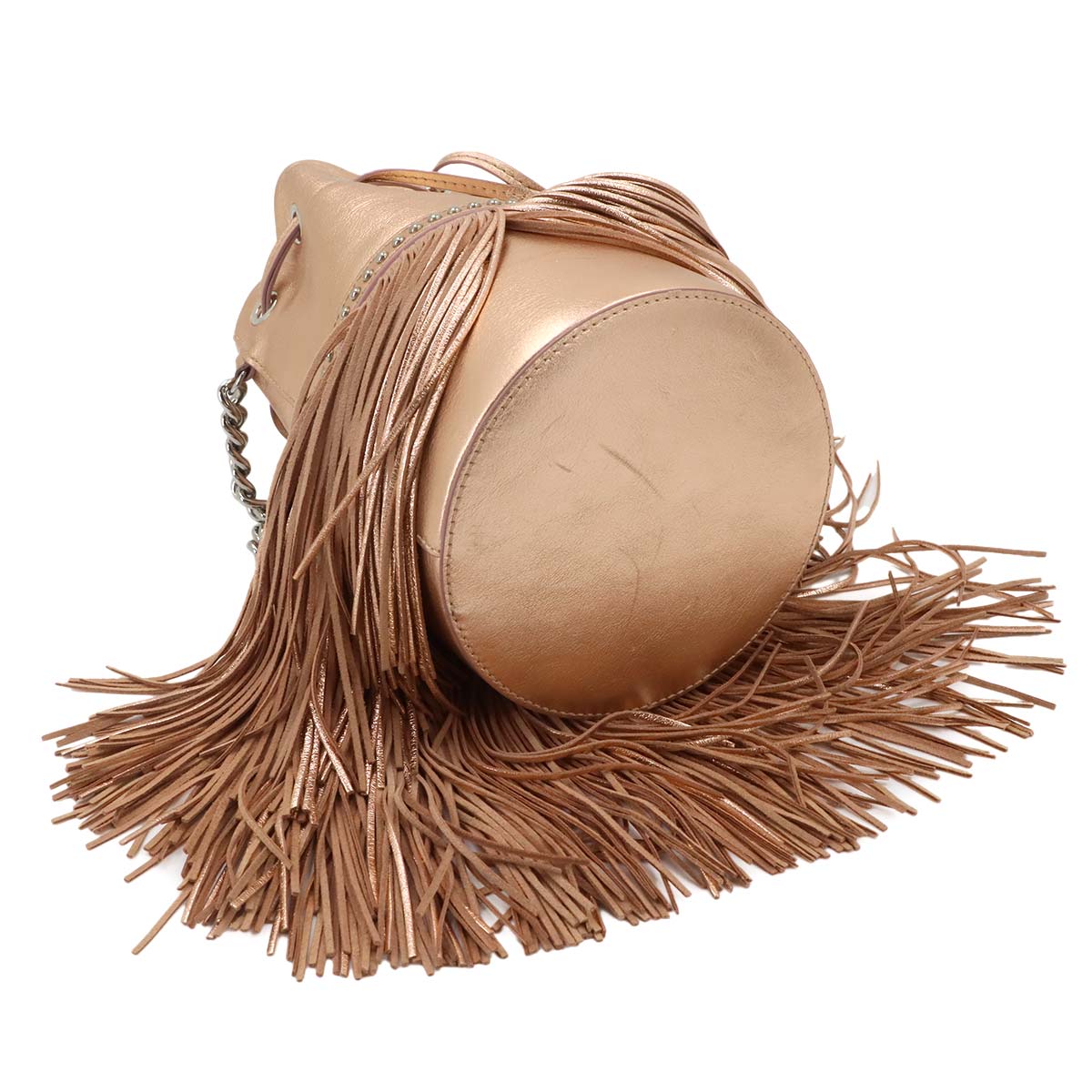 Carnival Fringe Drawstring Shoulder Bag Metalic pink