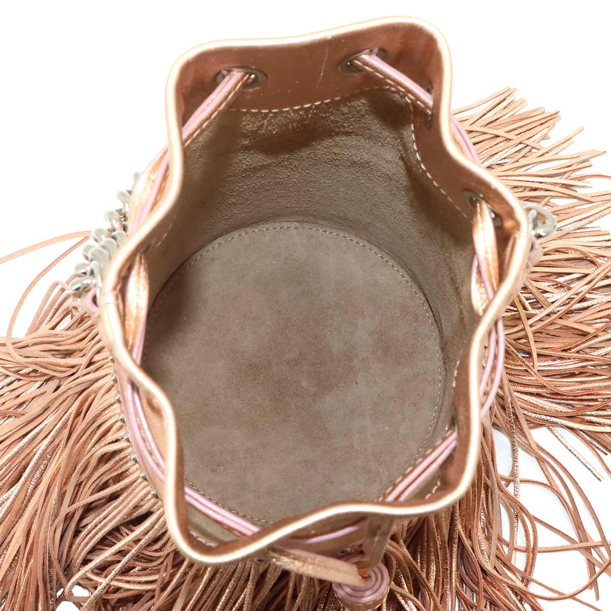 Carnival Fringe Drawstring Shoulder Bag Metalic pink