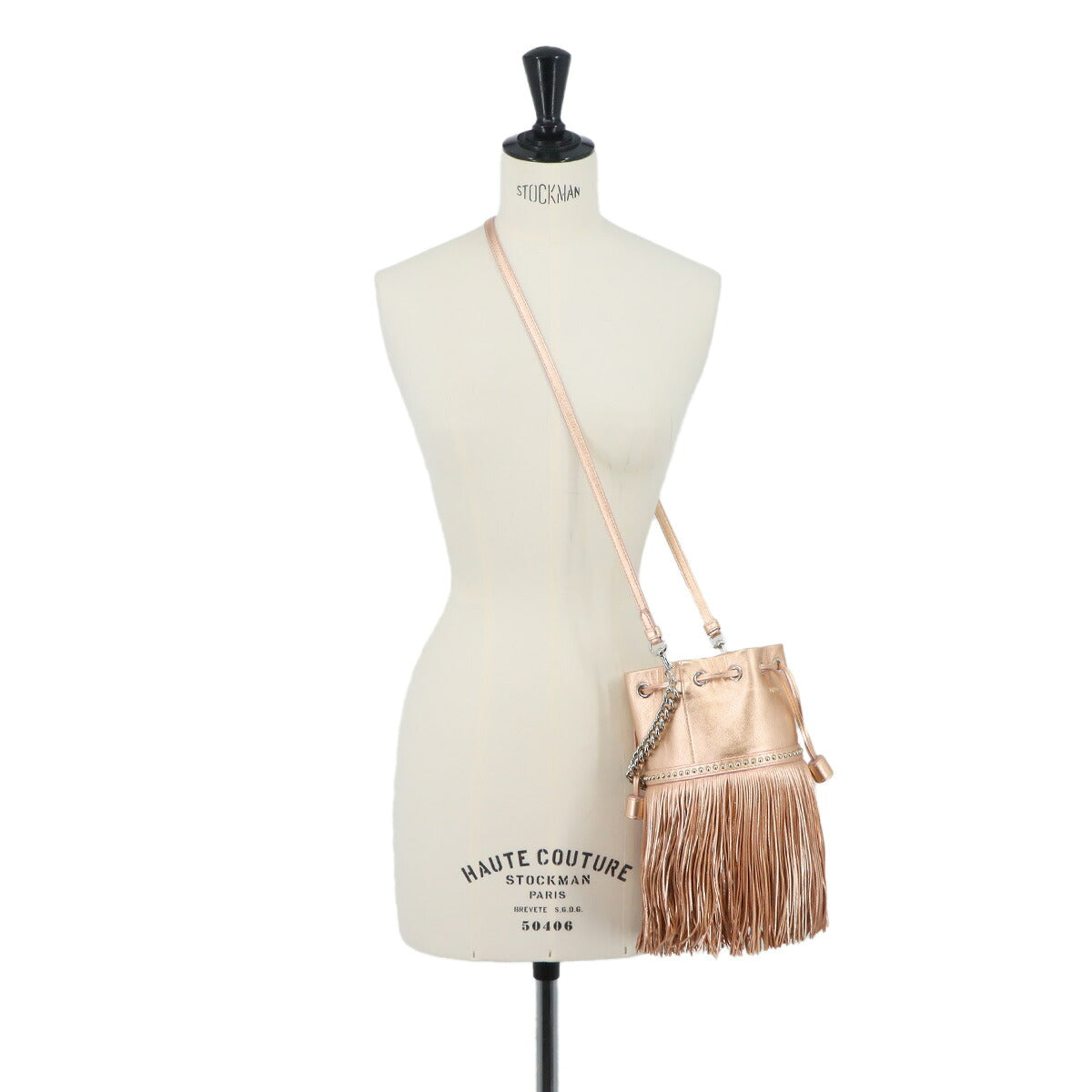 Carnival Fringe Drawstring Shoulder Bag Metalic pink