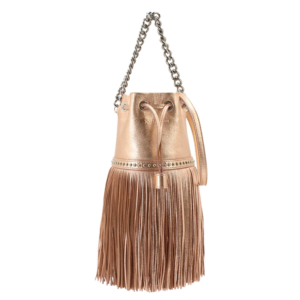 Carnival Fringe Drawstring Shoulder Bag Metalic pink