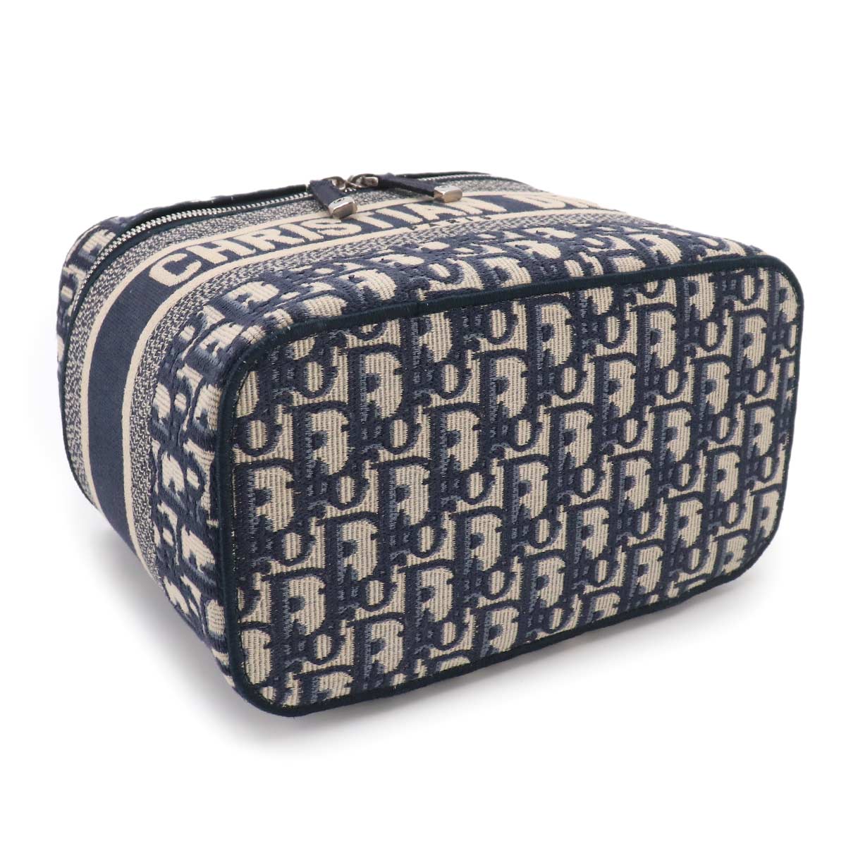 Travel Oblique Vanity Hand Bag Canvas Navy S5480VRIW