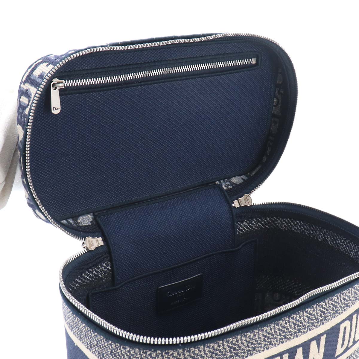 Travel Oblique Vanity Hand Bag Canvas Navy S5480VRIW
