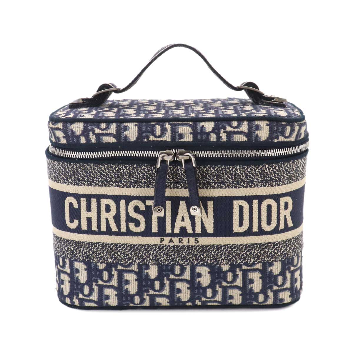 Travel Oblique Vanity Hand Bag Canvas Navy S5480VRIW