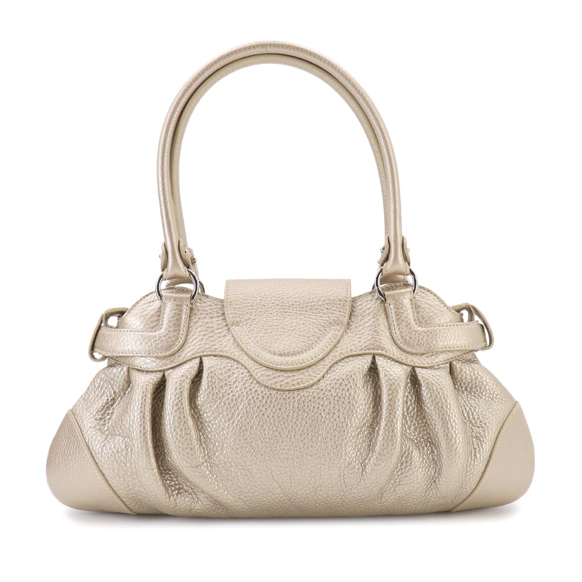 Salvatore Ferragamo Gancini Hand Bag Leather Gold Purse