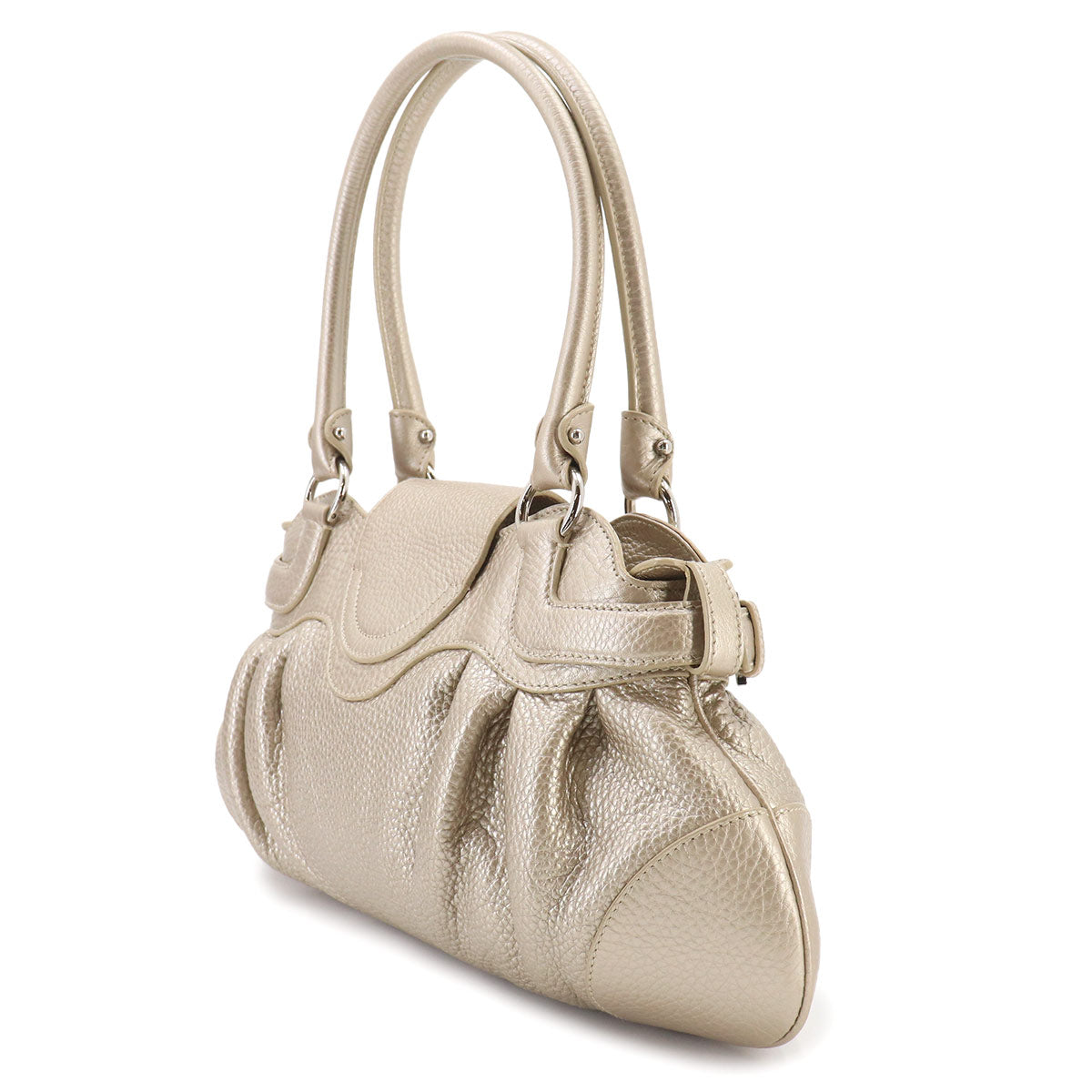 Salvatore Ferragamo Gancini Hand Bag Leather Gold Purse