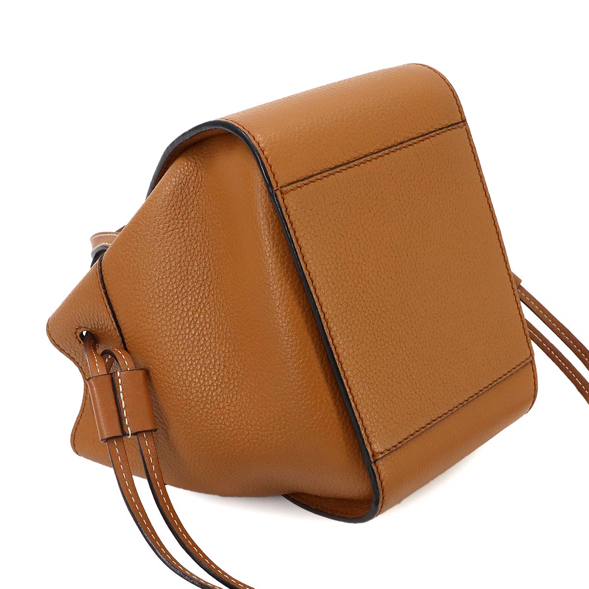 Hammock Drawstring Mini Hand Shoulder Bag Leather Brown