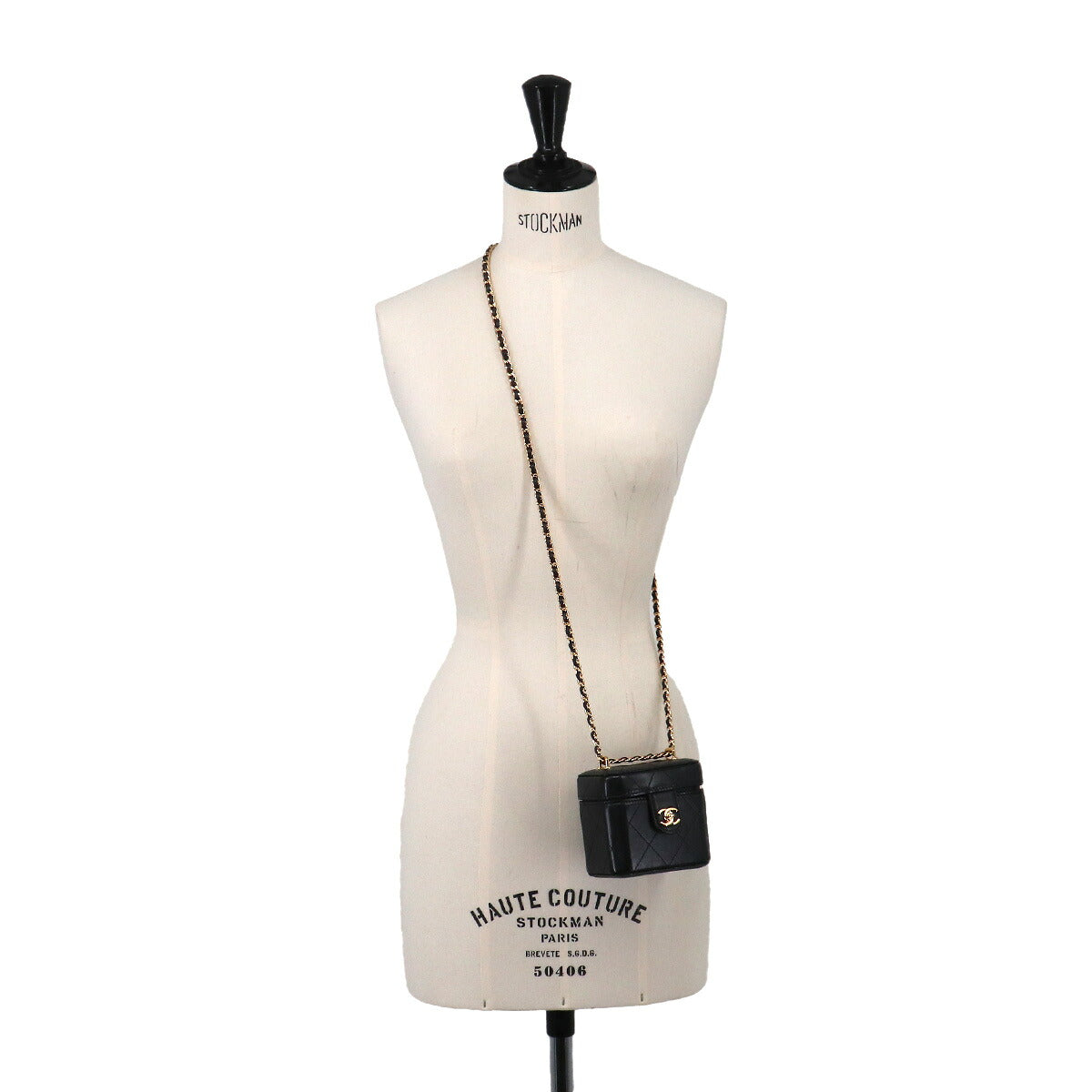 Matelasse Vanity Chain Shoulder Bag Leather Black AP3459 Purse