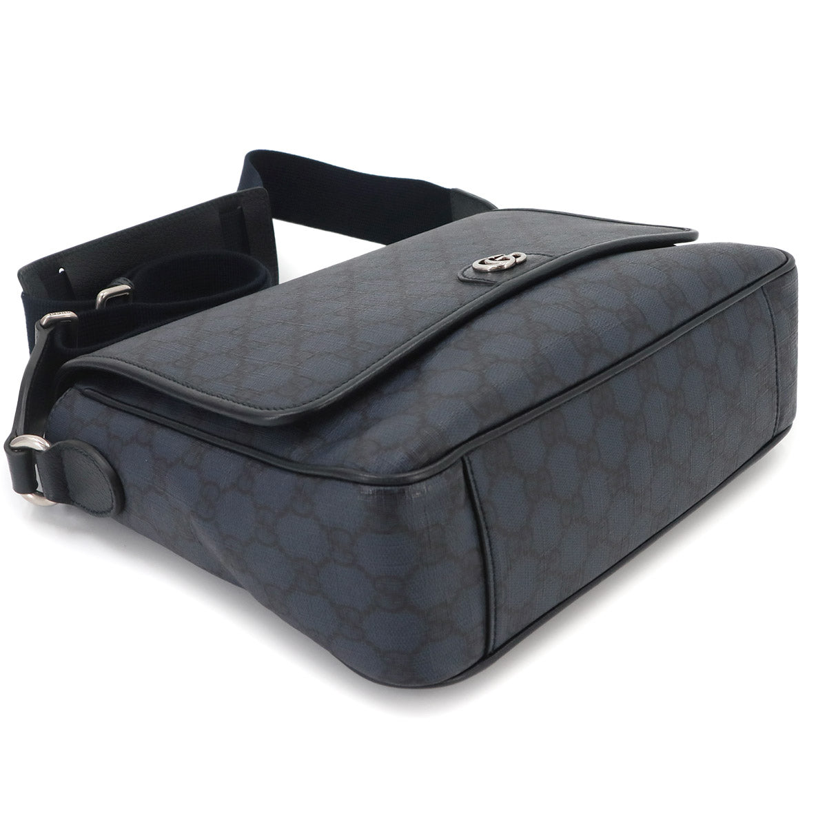 GG Supreme Messenger Shoulder Bag Leather Navy 761741 Purse