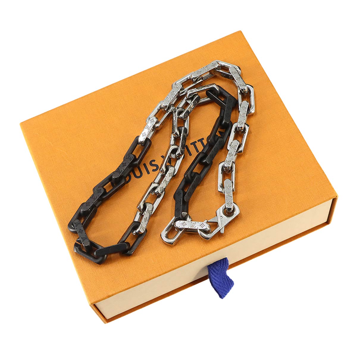Monogram Chain Necklace Silver Black M00677 Accessory