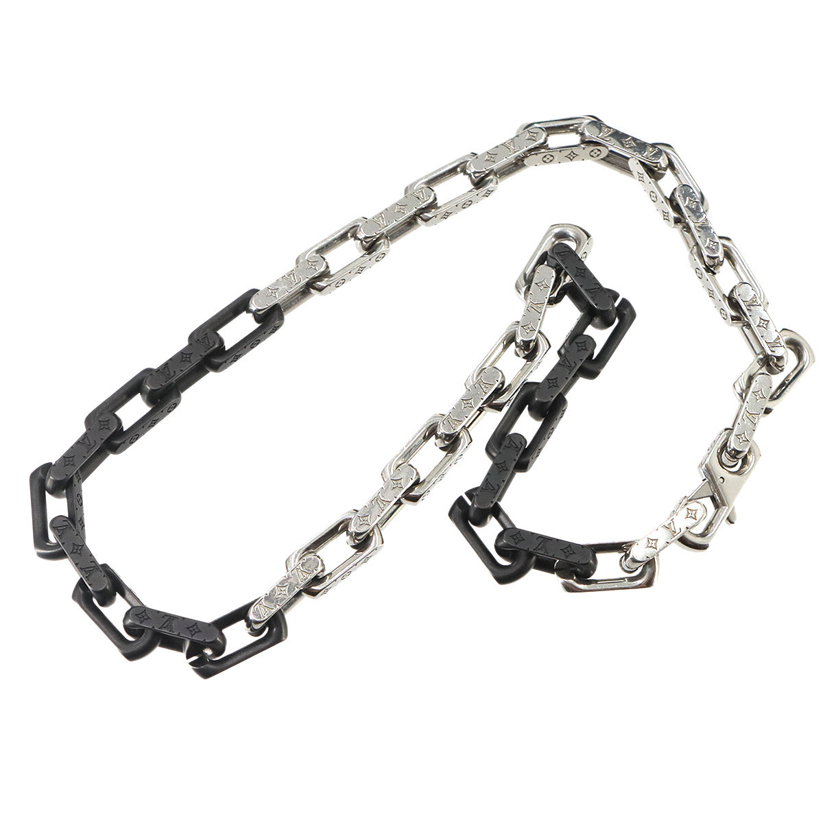 Monogram Chain Necklace Silver Black M00677 Accessory