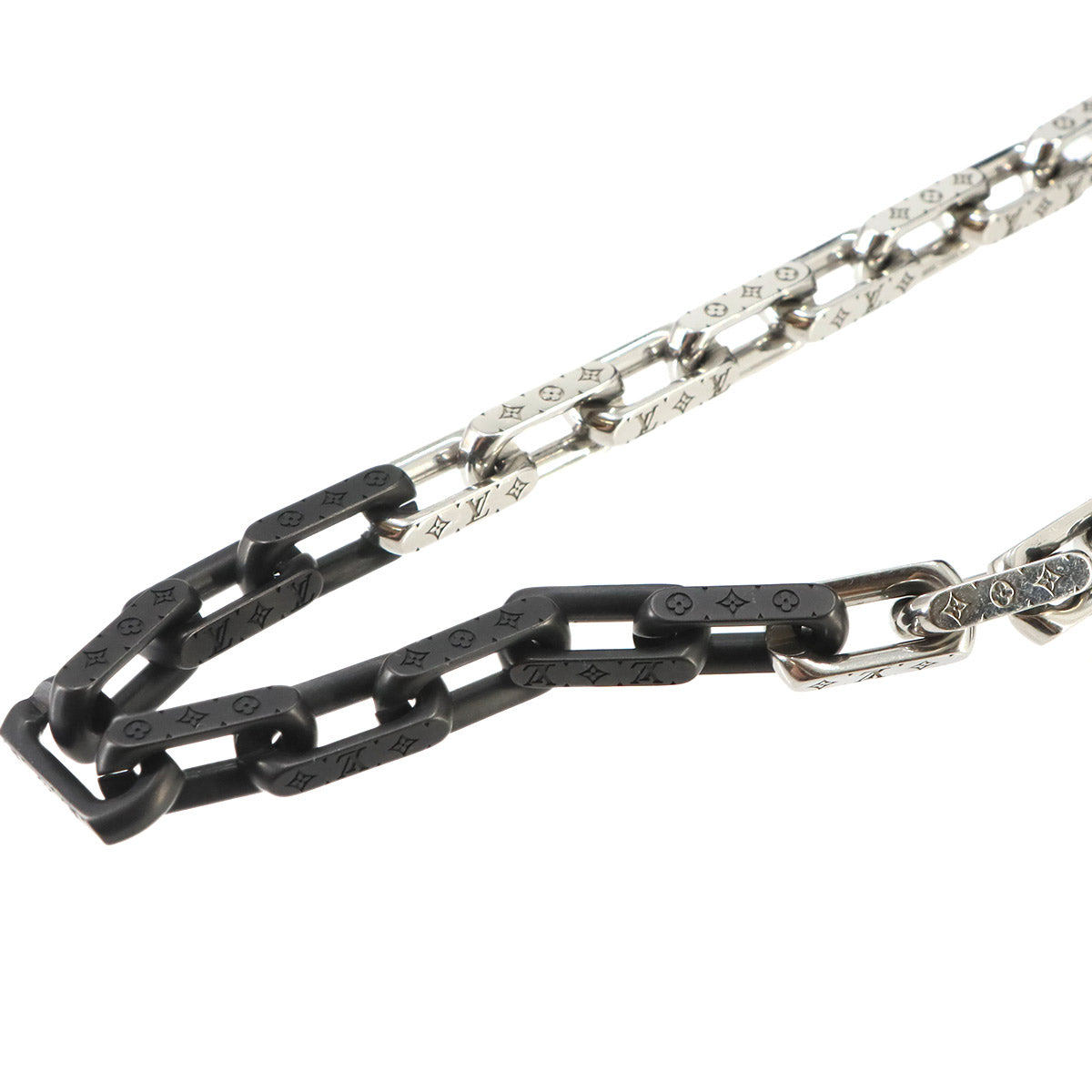 Monogram Chain Necklace Silver Black M00677 Accessory