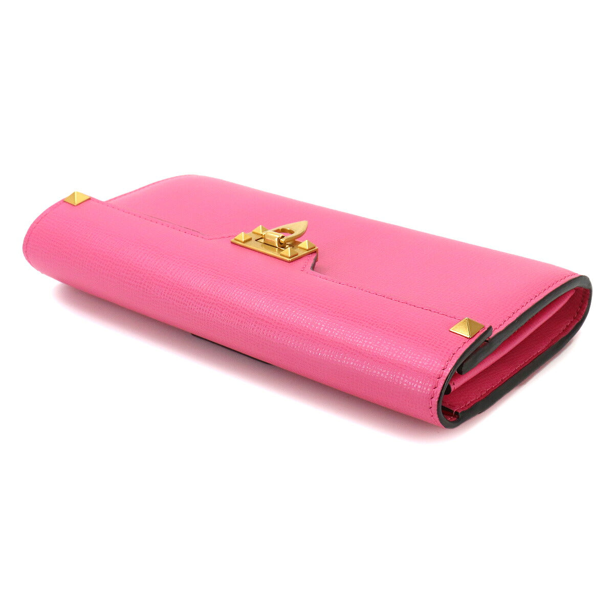 Rock Studs Long Wallet Leather Pink Red