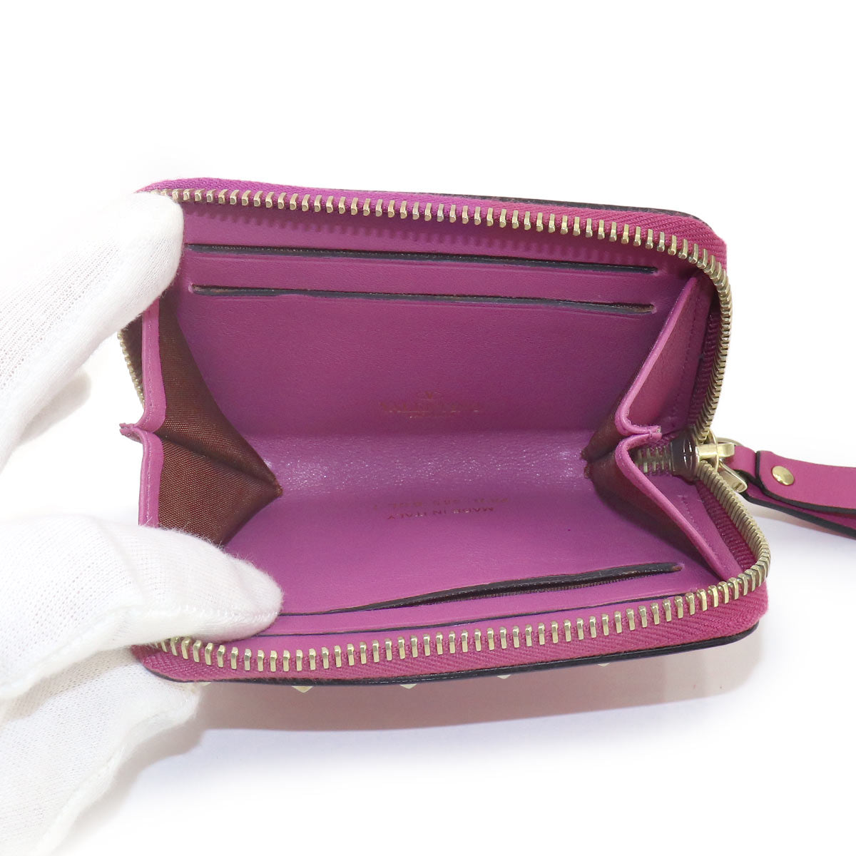 Rock Studs Coin Case Purse Wallet Leather Purple
